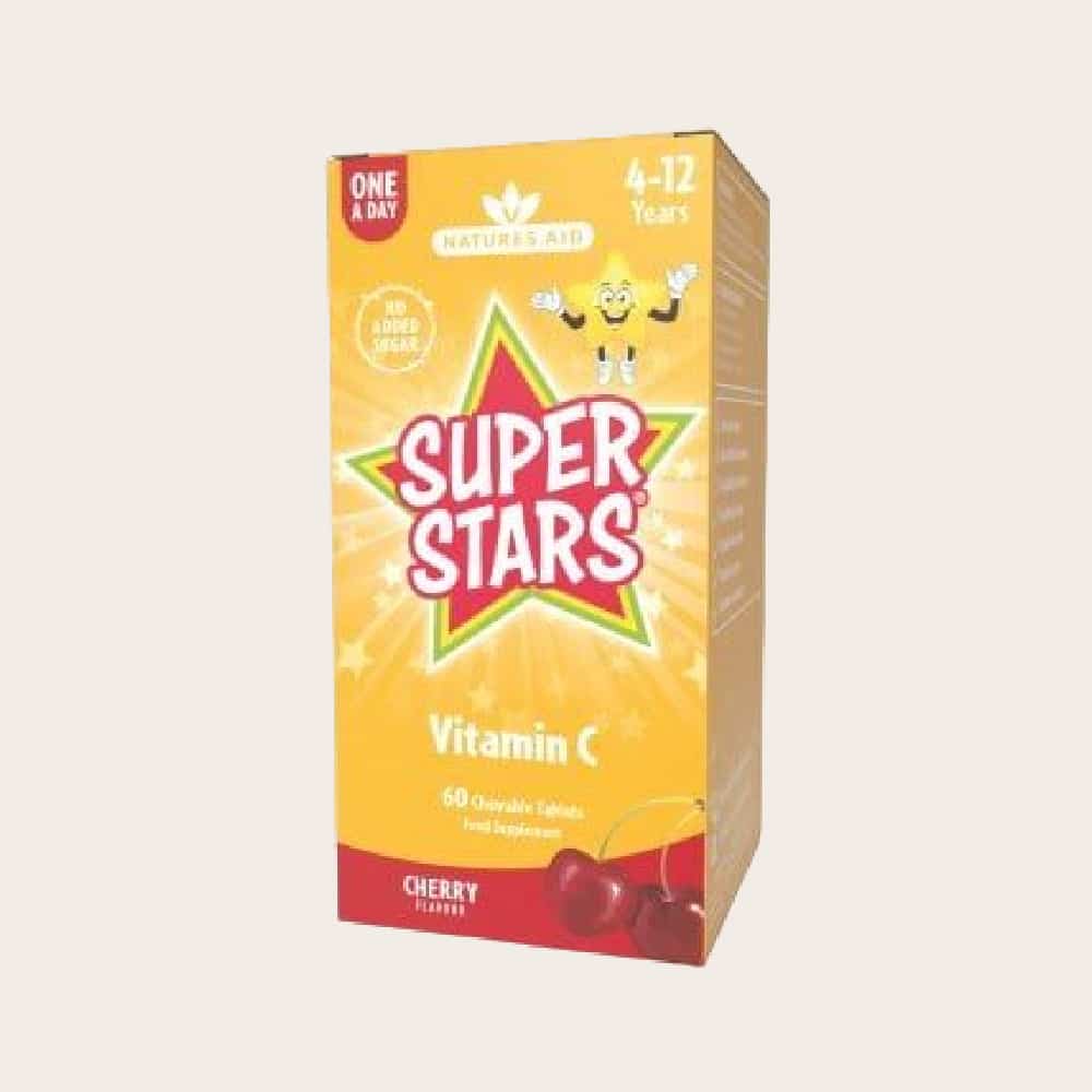 Natures Aid Super Stars C vitamiin lastele 4 12 eluaastat 60 narimistabletti Boost Yourself