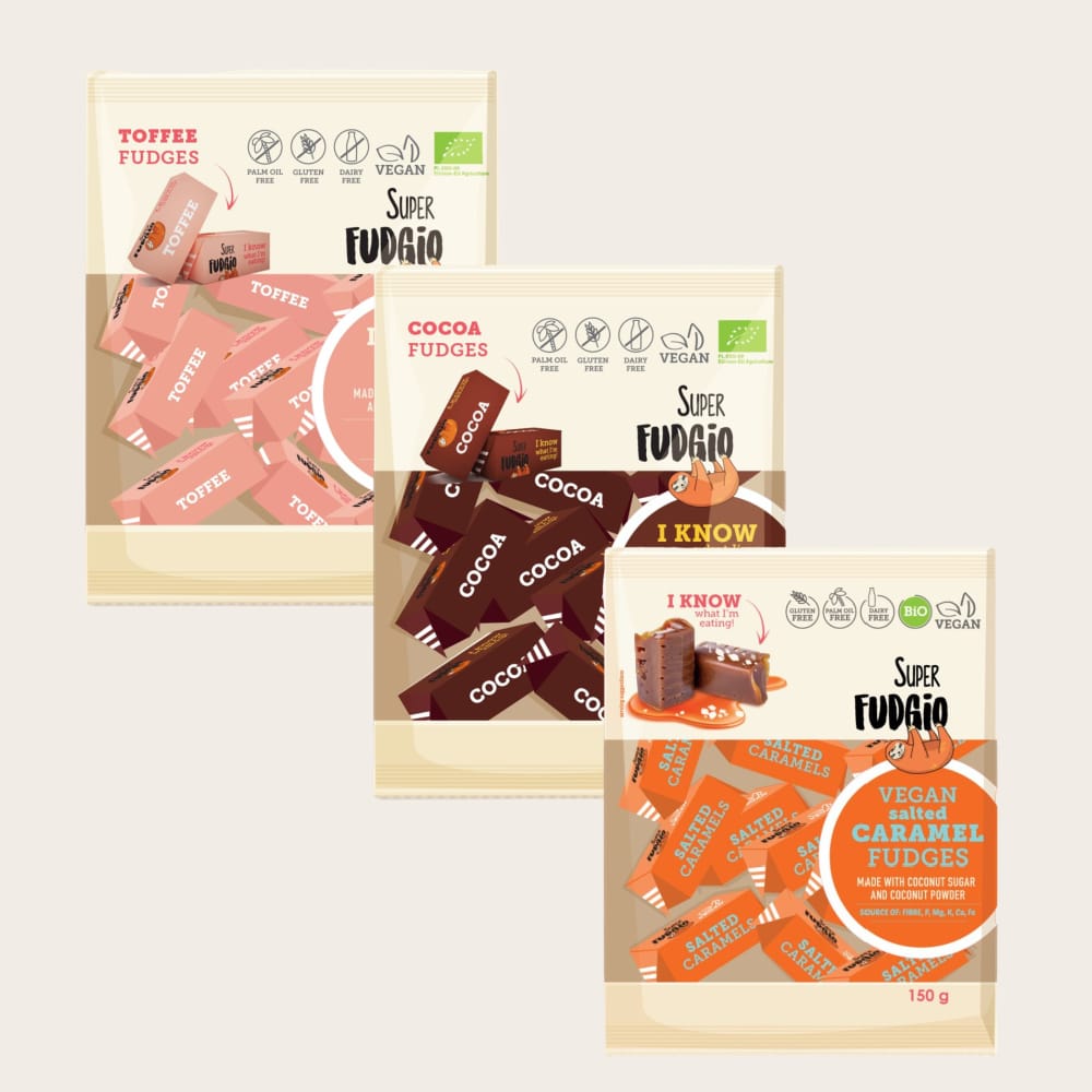 Super Fudgio Pehmed iirisekommid Megapakk kolm maitset 3150g Iiris Kakao Soolakaramell 1 paki hind 333 Boost Yourself