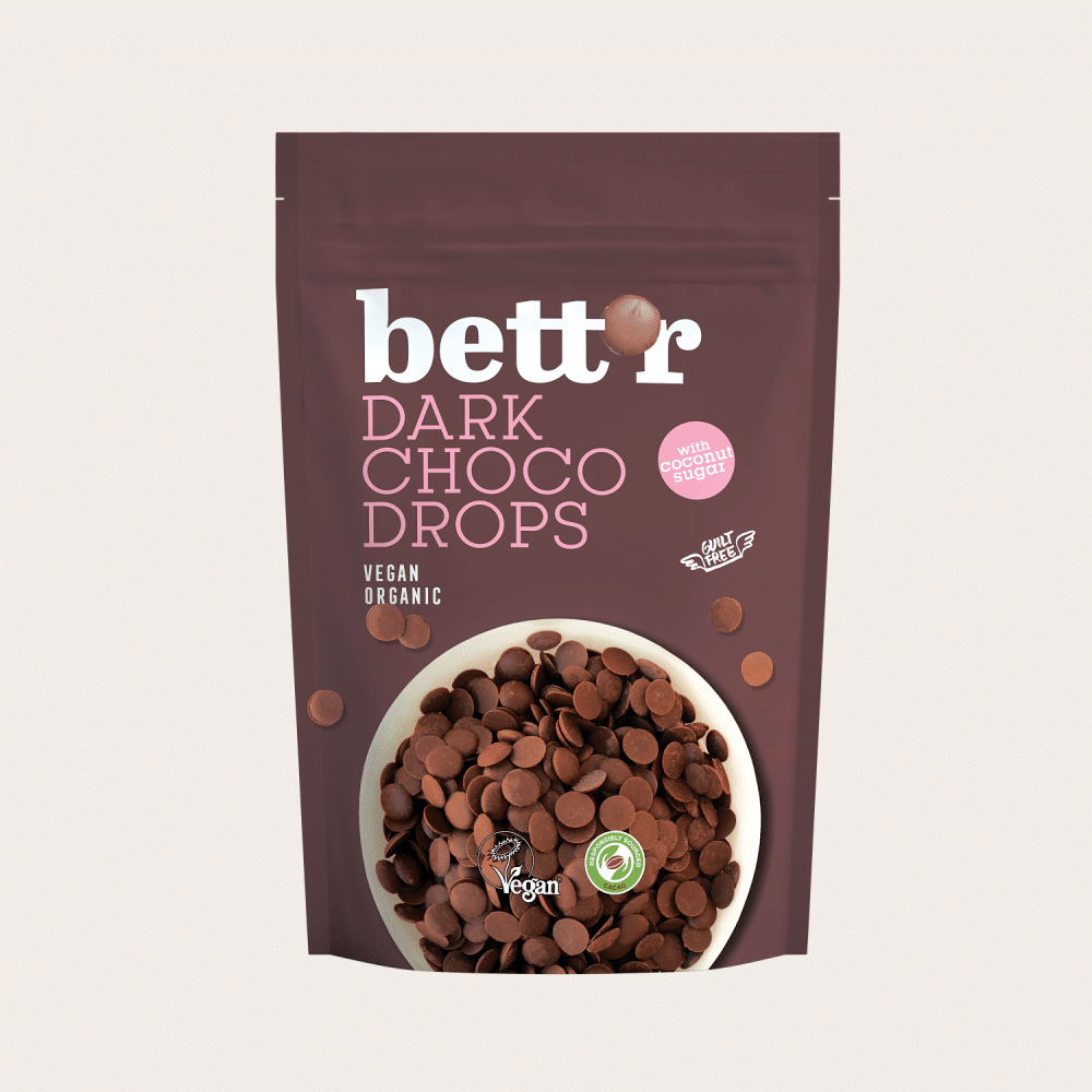 Bett`r Tumedašokolaadinööbid kookossuhkruga, gluteenivaba, 200g